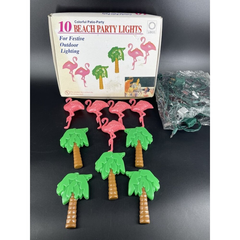 Lidco Party Lights Flamingo Palm Tree Blow Mold Patio Lighting 10pc NEW!